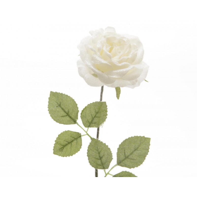 Róża gałązka 11x11x45cm ośnieżona biała - 2
