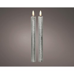 Długie Świeczki elektryczne ledowe woskowe srebrne 2sztuki 24cm - 2