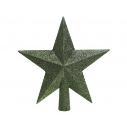 Gwiazda czubek na choinkę zielona brokatowa 19cm