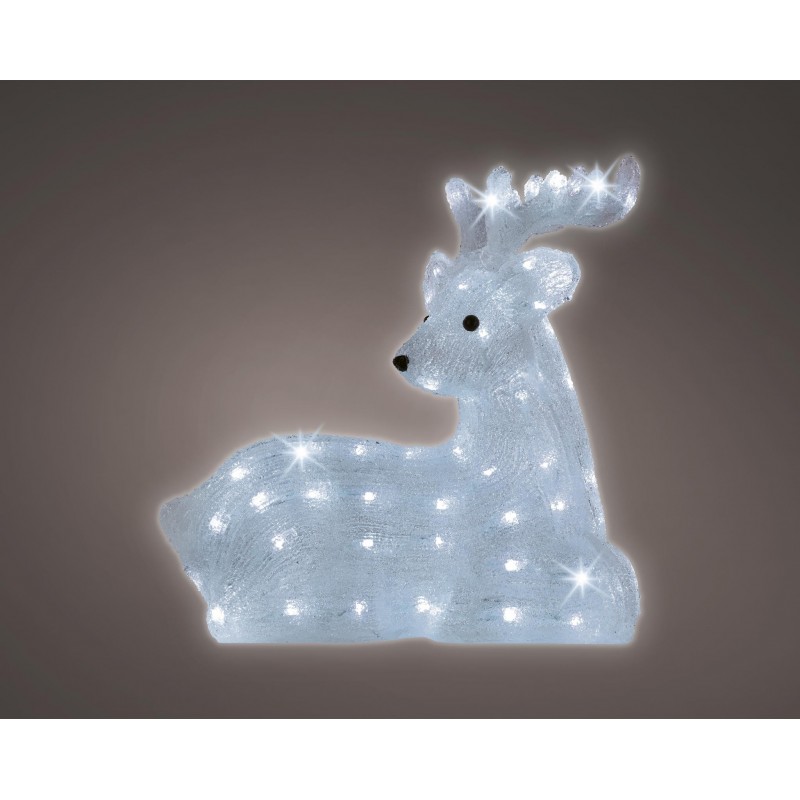 Renifer akrylowy siedzący świąteczny LEDowy 43cm - 2