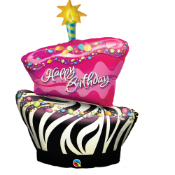 Balon foliowy tort na urodziny kolorowy hel duży