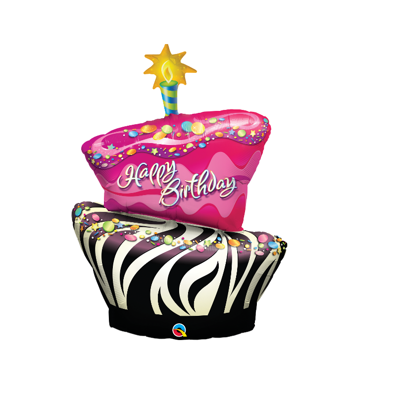 Balon foliowy tort na urodziny kolorowy hel duży - 1