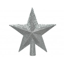 Czubek gwiazda na choinkę srebrna brokat choinkowa