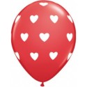 Balon 30 cm czerwony w białe serca 6szt. - 1
