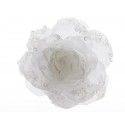 Róża biała z brokatem na klipsie 14x8,5cm - 2