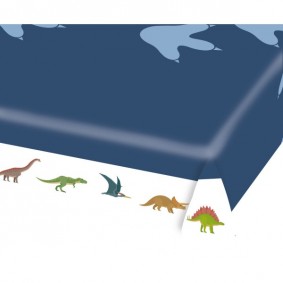 Obrus niebieski papierowy na urodziny z Dinozaurami - 1