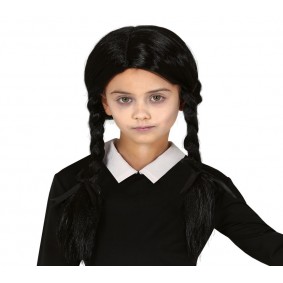 Peruka dziecięca czarne warkoczyki Wednesday Addams - 1