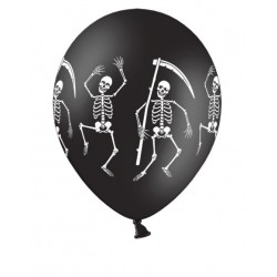 Balony lateksowe czarne szkieletor 50szt Halloween
