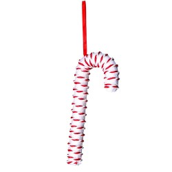 Zawieszka świąteczna laska cukrowa zakręcony sznurek biała czerwona - 3