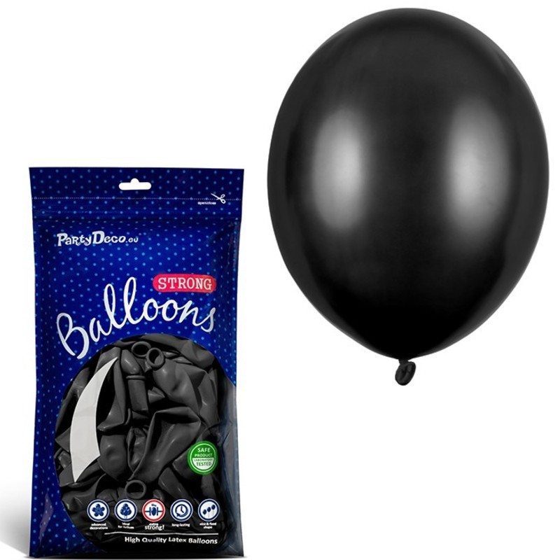 Balony lateksowe strong 27cm metaliczne czarne 100szt - 1