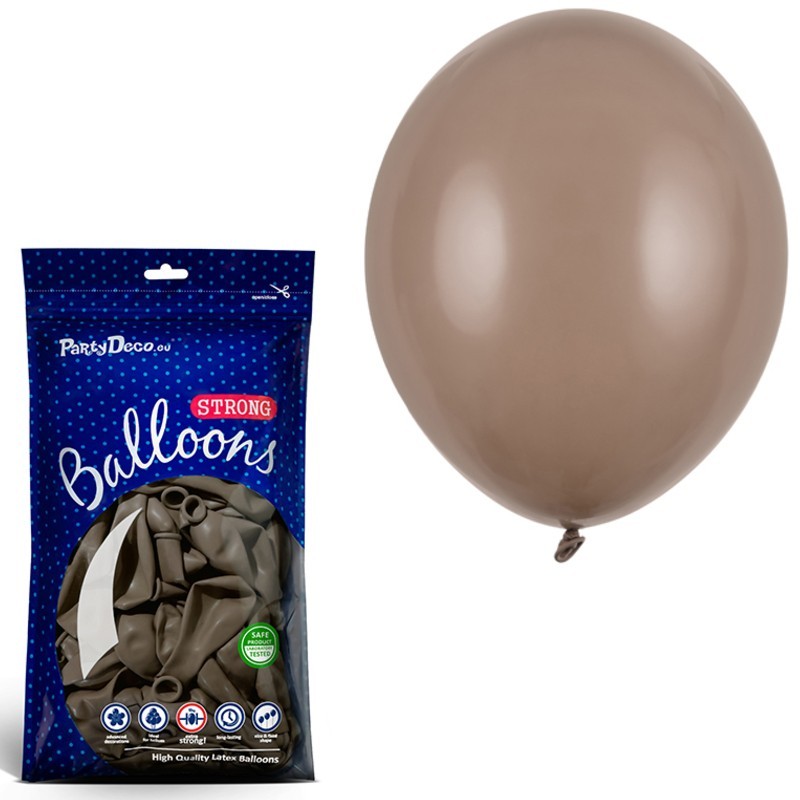 Balony lateksowe strong 27cm pastelowe brązowe 100szt - 1