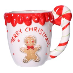 Kubek ceramiczny świąteczny na kawę Merry Christmas z piernikiem pierniczkiem - 3