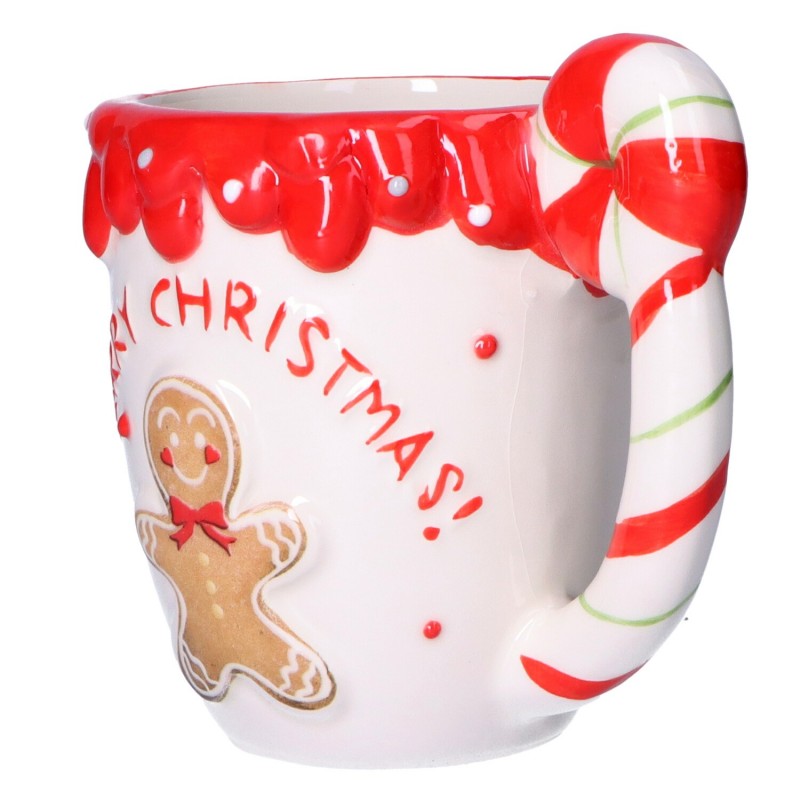 Kubek ceramiczny świąteczny na kawę Merry Christmas z piernikiem pierniczkiem - 4