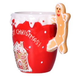Kubek ceramiczny świąteczny na kawę Merry Christmas z piernikiem pierniczkiem - 12