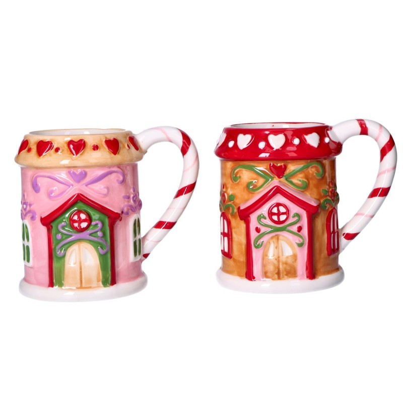 Kubek ceramiczny Bożonarodzeniowy domek z piernika cukrowa laska - 2