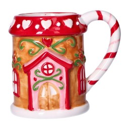 Kubek ceramiczny Bożonarodzeniowy domek z piernika cukrowa laska - 3