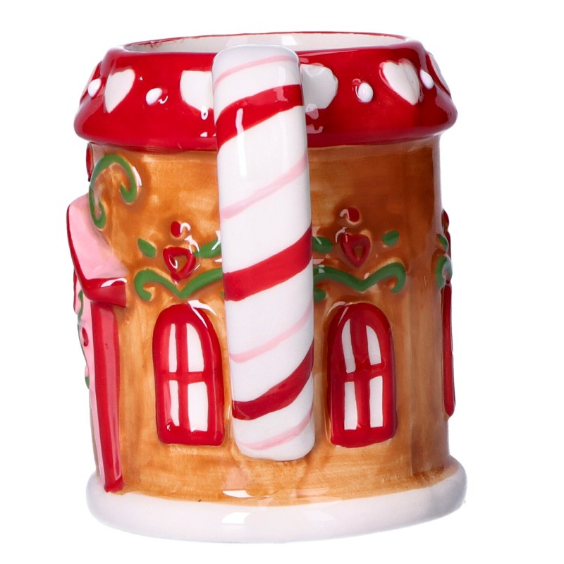 Kubek ceramiczny Bożonarodzeniowy domek z piernika cukrowa laska - 5