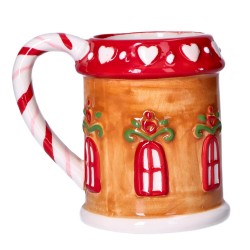 Kubek ceramiczny Bożonarodzeniowy domek z piernika cukrowa laska - 6