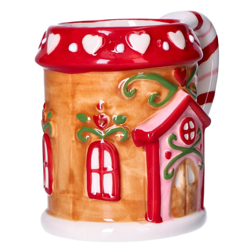 Kubek ceramiczny Bożonarodzeniowy domek z piernika cukrowa laska - 8