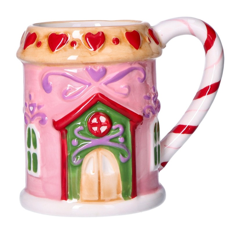 Kubek ceramiczny Bożonarodzeniowy domek z piernika cukrowa laska - 9