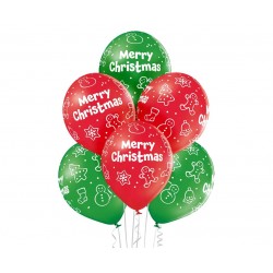 Balony lateksowe świąteczne 12cali Merry Christmas 6sztuk - 1