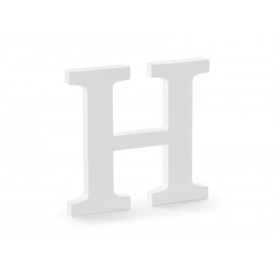 Litera drewniana H biała stojąca dekoracja ozdobna - 1
