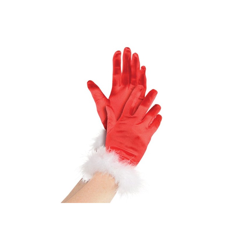 Rękawiczki Mikołaja czerwone z białym futerkiem - 1