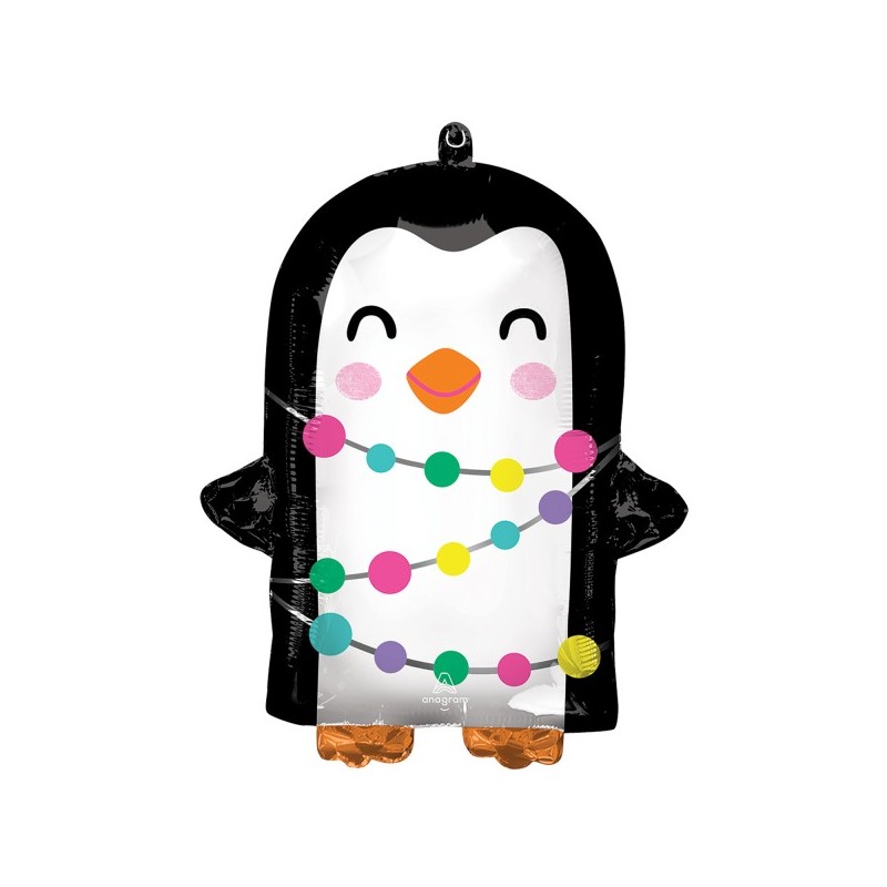 Balon świąteczny Foliowy Pingwin Pingwinek z lampkami - 1