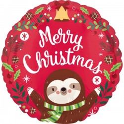 Balon świąteczny czerwony leniwiec Merry Christmas