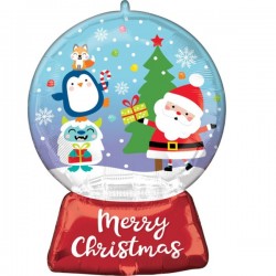 Balon foliowy świąteczny kula śnieżna z Mikołajem i Choinką - 1