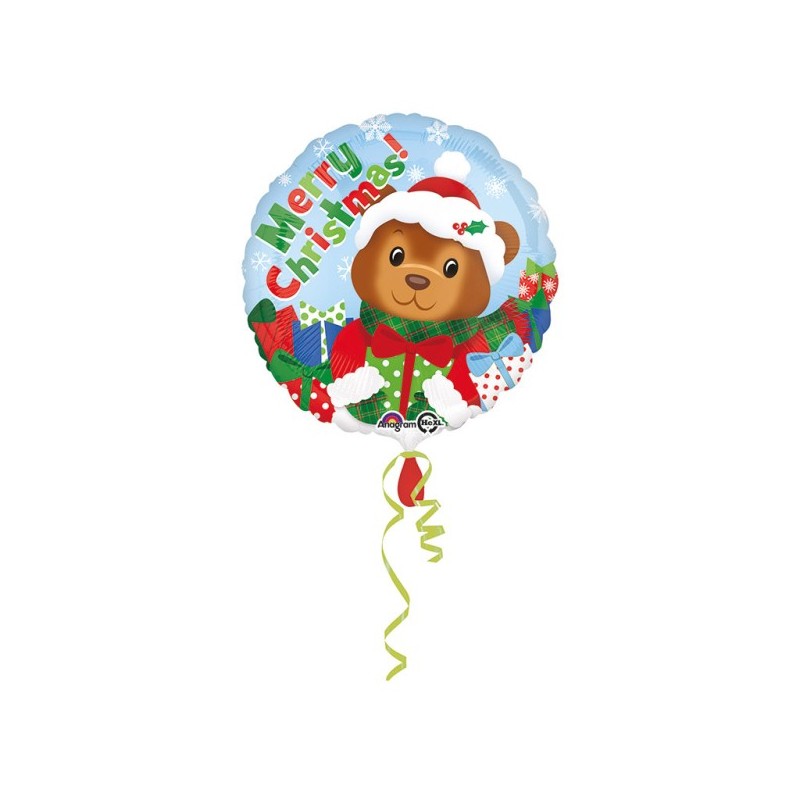 Balon foliowy niedźwiadek świąteczny Merry Christmas - 1