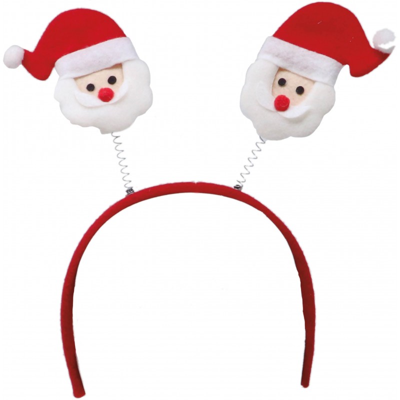 Opaska na głowę czerwona świąteczna mikołaje na sprężynkach - 1