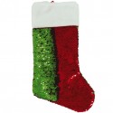 Skarpeta świąteczna na prezenty słodycze z cekinami zielono czerwonymi - 1