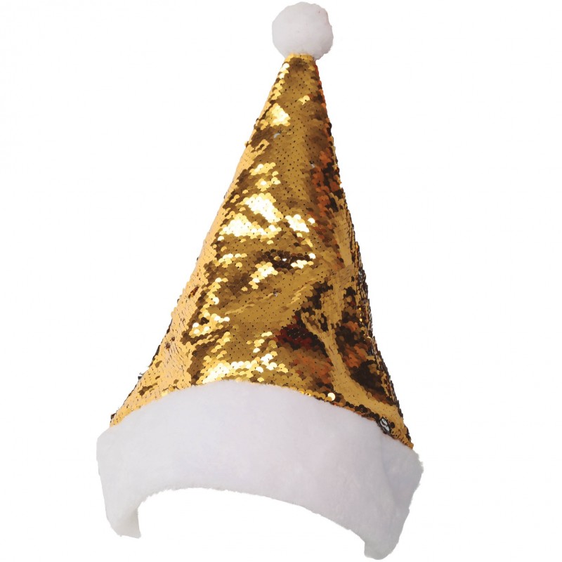 Świąteczna czapka świętego Mikołaja z cekinami złota srebrna - 1