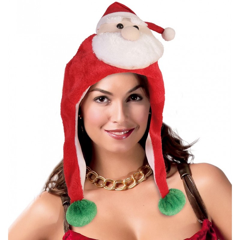 Świąteczna czapka pluszowa święty mikołaj czerwona z uszami uszkami - 1