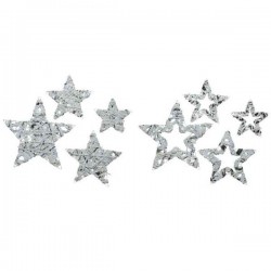 Ozdoba metalowe srebrne gwiazdy z cekinami białe