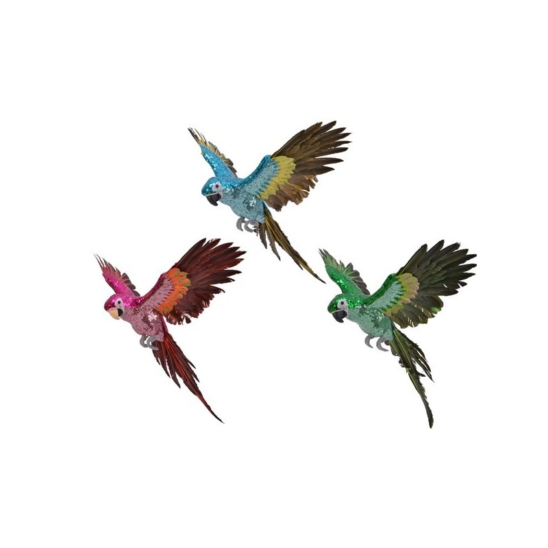 Papuga kolorowa z cekinami ozdobna duża 22x40x16cm - 1
