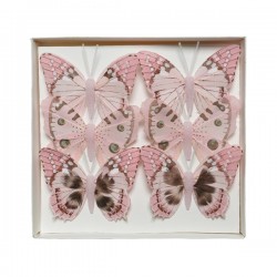 Motyle na klipsie różowe pastelowe dekoracja 6szt