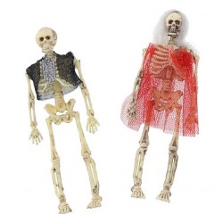 Dekoracja halloweenowa wisząca Para szkieletów 15cm