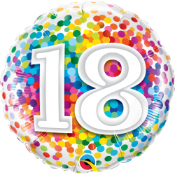 Balon foliowy kolorowy na urodziny z cyfrą 18
