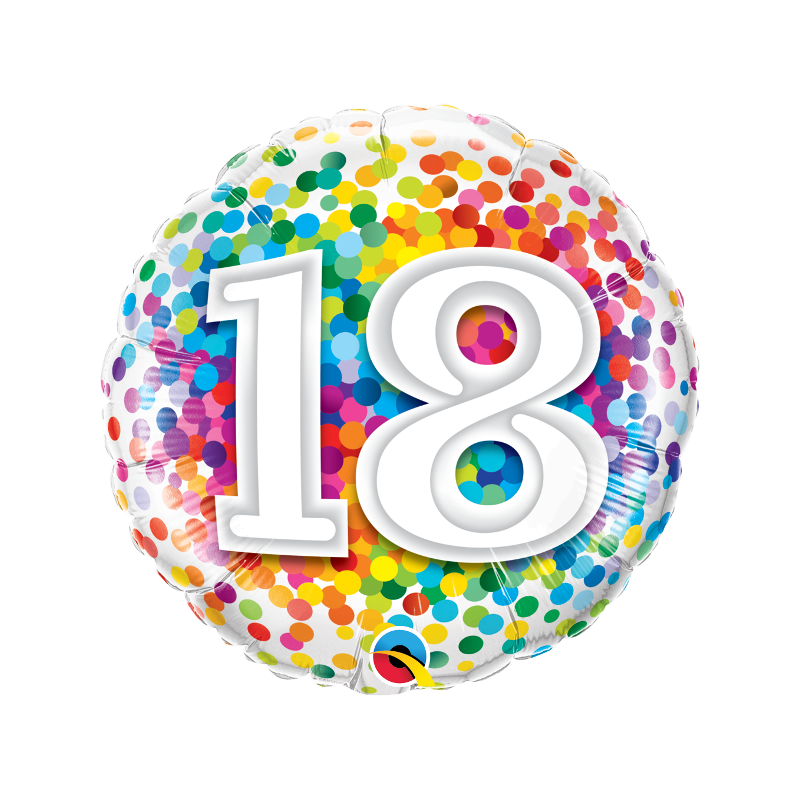 Balon foliowy kolorowy na urodziny z cyfrą 18 - 1