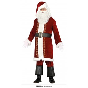 Strój dla dorosłych święty Mikołaj realistyczny welurowy bordowy - 1