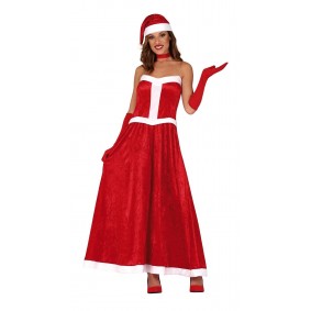 Strój dla dorosłych czerwony kobieta Mikołaj sukienka świąteczna - 1
