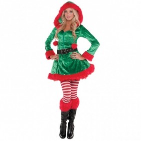 Strój dla dorosłych Sassy Elf pasek sukienka świąteczna - 1