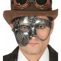 Maska na twarz steampunkowa metaliczna srebrna - 1
