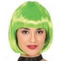 Peruka zielona syntetyczna krótkie włosy damska z grzywką - 1