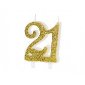 Świeczka urodzinowa cyfra 21 złota 7,5cm - 1