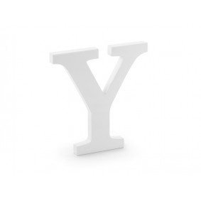 Litera drewniana Y biała stojąca dekoracja ozdobna - 1