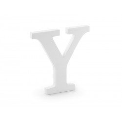 Litera drewniana Y biała stojąca dekoracja ozdobna