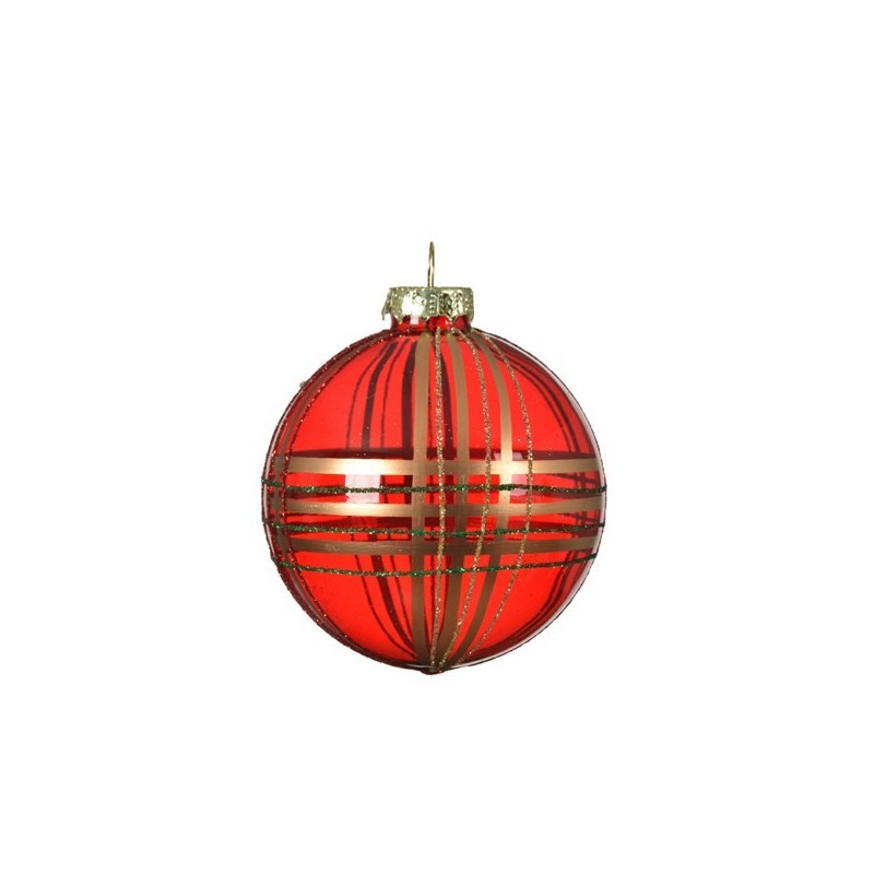 Bombka szklana dekorowana paski bożonarodzeniowe - 1